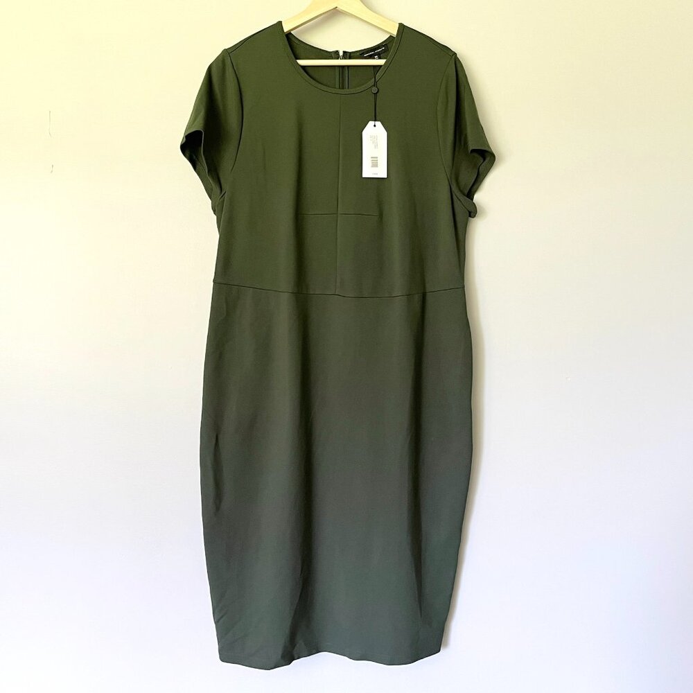 Universal Standard Dress‎ XS 10/12 Duffel Bag Green Front Seam Short Sleeve NWT